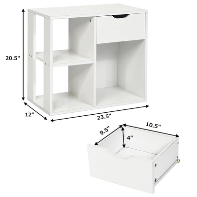 Costway 3-tier Side Table W/Storage Shelf&Drawer Space-saving Nightstand White 2 Costway 3-tier Side Table W/Storage Shelf&Drawer Space-saving Nightstand White - Image 2