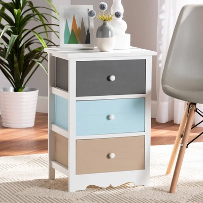 Kalila Wood 3 Drawer Nightstand White - Baxton Studio 4 Kalila Wood 3 Drawer Nightstand White - Baxton Studio - Image 4