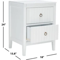 Tegan 2 Drawer Nighstand - White - Safavieh -DreamNest Store GUEST 88f482a3 fb51 4a51 942b fec67d0c86ba