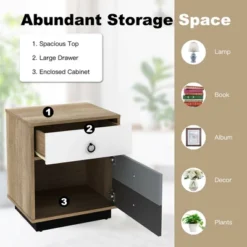 Costway Nightstand With Drawer And Storage Cabinet Wooden Sofa Side Table End Table -DreamNest Store GUEST 8912d3bc c305 497e bd14 fb682092be36