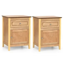 Costway 2PCS Nightstand With Drawer Accent Side End Table Storage Cabinet WhiteNatural -DreamNest Store GUEST 895f3d49 1877 49ab 85b6 365dde47b268