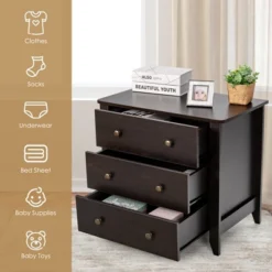 Costway 3 Drawer Dresser Chest Of Drawers Bedside Table For Living Room Bedroom -DreamNest Store GUEST 89a1f25e 6bed 4f23 9e51 807c1ef61023