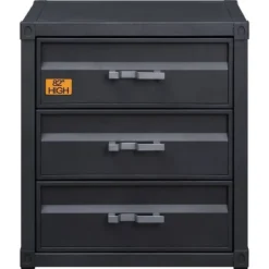 3 Storage Drawered Metal Cargo Chest Black - Benzara