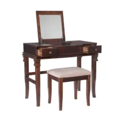 Home Angela Vanity Set Walnut - Linon -DreamNest Store GUEST 8b016f2e 47ac 4307 bae4 ea4192769592