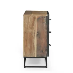 Burdine Handcrafted Boho Wood 3 Drawer Cabinet Natural/Black - Christopher Knight Home -DreamNest Store GUEST 8b5f83e3 7a25 411d 9279 1a2782fd2326