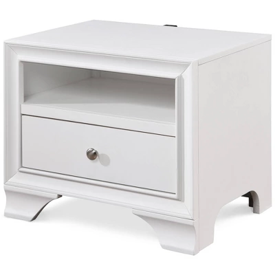 Edmond 1 Drawer Nightstand With USB White - ClickDecor 2 Edmond 1 Drawer Nightstand With USB White - ClickDecor - Image 2