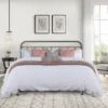 King Kirkland Metal Headboard With Frame Aged Pewter - Hillsdale Furniture