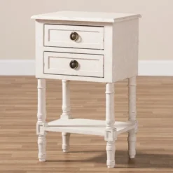 Lenore Country Cottage Farmhouse 2 Drawer Nightstand White - Baxton Studio -DreamNest Store GUEST 8c4f9cfd 9007 4a24 a9d1 ac7b9863b605