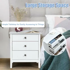 Costway Nightstand Beside End Side Table Accent Table Organizer W/3 Drawers White 16 Costway Nightstand Beside End Side Table Accent Table Organizer W/3 Drawers White -DreamNest Store GUEST 8c736b01 181d 4f11 a244 7be91ef237f1