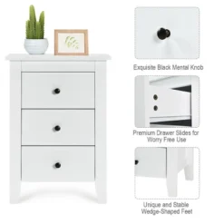 Nightstand End Beside Table Drawers Modern Storage Bedroom Furniture White -DreamNest Store GUEST 8ce5e609 350b 498d 861b bb48543cbf64