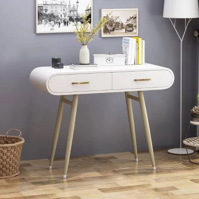 Dehaviland Modern Wood Vanity Table White/Champagne Gold - Christopher Knight Home 1 Dehaviland Modern Wood Vanity Table White/Champagne Gold - Christopher Knight Home