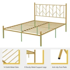 Costway Full/Queen/Twin Size Metal Platform Bed Frame Vintage Headboard Mattress Foundation Gold -DreamNest Store GUEST 8d1507ea 7cbb 489a b5db 97768539c69e