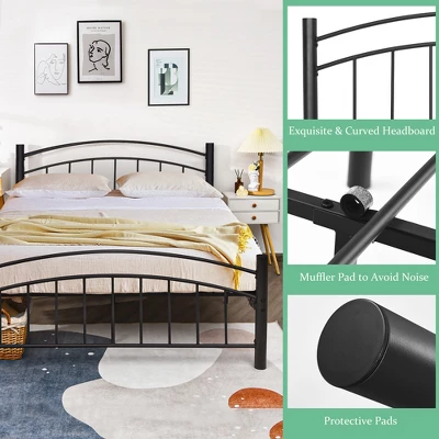 Costway Twin/Full/Queen Size Metal Bed Frame Platform Mattress Foundation With Headboard Footboard 7 Costway Twin/Full/Queen Size Metal Bed Frame Platform Mattress Foundation With Headboard Footboard - Image 7