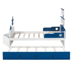 Twin Size Boat-Shaped Platform Bed With Trundle Bed And Storage Footboard-ModernLuxe -DreamNest Store GUEST 8def8ad4 3d47 4c1d a4a3 43aad3ccc034