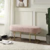 Simple Relax Set Of 2 Velvet Bench With Metal Base In Pink