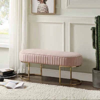 Simple Relax Set Of 2 Velvet Bench With Metal Base In Pink 1 Simple Relax Set Of 2 Velvet Bench With Metal Base In Pink