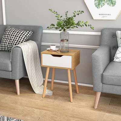 Costway Nightstand End Side Sofa Table Storage Drawer Living Room With Solid Wood Leg 1 Costway Nightstand End Side Sofa Table Storage Drawer Living Room With Solid Wood Leg