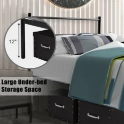 Costway Twin Size Metal Bed Frame Platform Mattress Foundation W/ Headboard Black -DreamNest Store GUEST 8ec48d28 435f 4382 be46 27a3fbc49328