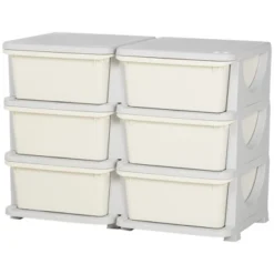 Qaba 3 Tier Kids Storage Unit With 6 Drawers Chest Toy Organizer Plastic Bins For Kids Bedroom Nursery Living Room For Boys Girls Toddlers, Cream -DreamNest Store GUEST 8ecdd996 0d06 4701 8363 d626b2c625a2