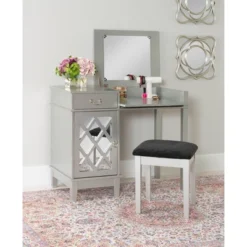 Silver Lattice Vanity Set - Linon -DreamNest Store GUEST 8ef4a91a 51a3 4690 8a1d 8a1ab86c0eb8