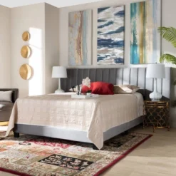 Fiorenza Velvet Panel Bed With Extra Wide Channel Tufted Headboard - Baxton Studio -DreamNest Store GUEST 8f132d9c e00c 4cda 8ddf 9e7bb73360ba