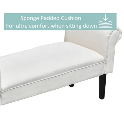 HOMCOM 52" Linen Upholstered Accent Ottoman Bench With Armrests 4 HOMCOM 52" Linen Upholstered Accent Ottoman Bench With Armrests - Image 4