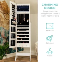 Best Choice Products 6-Tier Standing Mirror Lockable Storage Organizer Cabinet Armoire W/ LED Lights -DreamNest Store GUEST 8f8ec242 b1e6 4edc 95dc 50c3a5496937