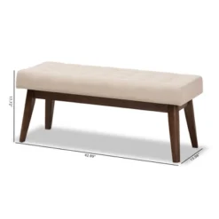 Elia Mid Century Modern Walnut Wood Fabric Button Tufted Bench - Baxton Studio -DreamNest Store GUEST 8fb445ab f91c 4234 93f4 d9fa26c6101a