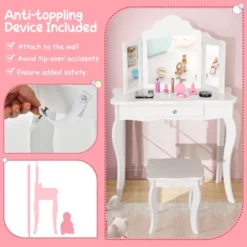 Costway Kid Vanity Table Set With Tri-folding Mirror 2-in-1 Makeup Dressing Table Stool Set 16 Costway Kid Vanity Table Set With Tri-folding Mirror 2-in-1 Makeup Dressing Table Stool Set -DreamNest Store GUEST 8fc8fe21 e858 497b 81e7 6122ecb6db4a