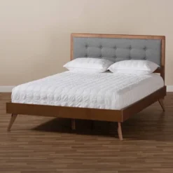 Ines Walnut Finished Wood Platform Bed - Baxton Studio -DreamNest Store GUEST 9063c6d6 311a 43d3 bf2f 6421a4e2f9ae