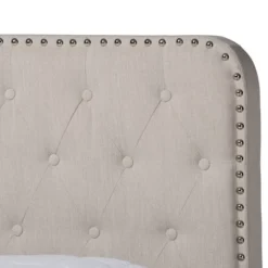 Annalisa Fabric Upholstered Button Tufted Panel Bed - Baxton Studio -DreamNest Store GUEST 9067266c d526 4ac4 b4fa deab6edac753