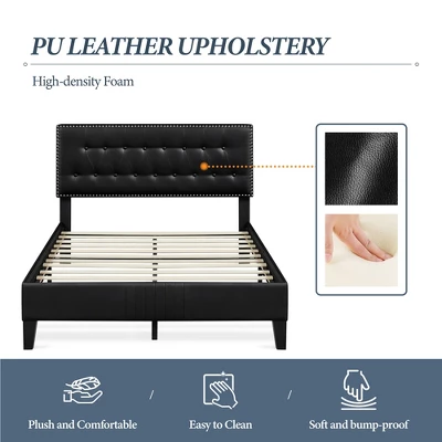 Yaheetech Upholstered Bed Frame With Button-Tufted Headboard 6 Yaheetech Upholstered Bed Frame With Button-Tufted Headboard - Image 6