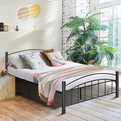 Costway Twin/Full/Queen Size Metal Bed Frame Platform Mattress Foundation With Headboard Footboard 2 Costway Twin/Full/Queen Size Metal Bed Frame Platform Mattress Foundation With Headboard Footboard - Image 2