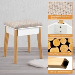 Costway Makeup Vanity Table Dressing Table Cushioned Stool Set -DreamNest Store GUEST 920b12eb 3e96 4368 b851 06aa2d1ccfdc