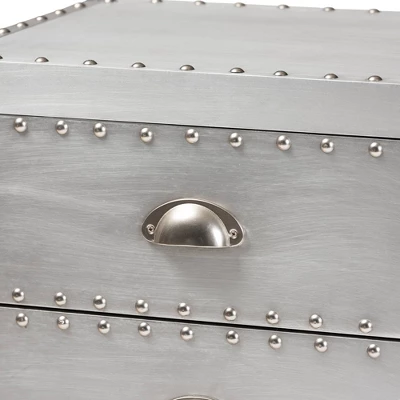 Carrel Metal 5 Drawer Accent Chest Silver - Baxton Studio 4 Carrel Metal 5 Drawer Accent Chest Silver - Baxton Studio - Image 4