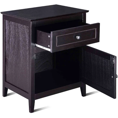 Costway End Table Nightstand Living Room Furniture Espresso Beechwood 7 Costway End Table Nightstand Living Room Furniture Espresso Beechwood - Image 7