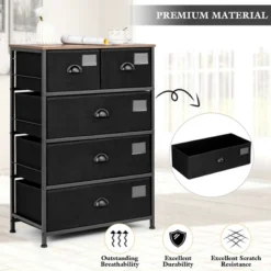 Costway 5 Drawer Dresser Fabric Storage Tower Organizer Unit Sturdy Steel Frame -DreamNest Store GUEST 93995885 13fd 4bea 91a3 95635488ea23