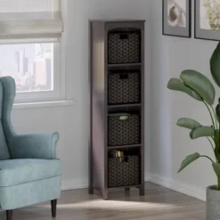 55.98" 5pc Terrace Storage Shelf With Baskets Espresso/Chocolate - Winsome 27 55.98" 5pc Terrace Storage Shelf With Baskets Espresso/Chocolate - Winsome -DreamNest Store GUEST 93a73541 0cbb 4acb a6ee 354004ada3fe