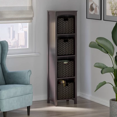 55.98" 5pc Terrace Storage Shelf With Baskets Espresso/Chocolate - Winsome 14 55.98" 5pc Terrace Storage Shelf With Baskets Espresso/Chocolate - Winsome - Image 14