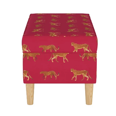 Storage Bench Cheetah Walk Raspberry - Skyline Furniture 2 Storage Bench Cheetah Walk Raspberry - Skyline Furniture - Image 2