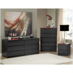 Wood Scottsdale 5 Drawer Chest In Black Woodgrain-Tvilum