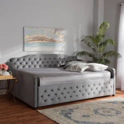 Freda Velvet Fabric Upholstered Button Tufted Daybed - Baxton Studio 10 Freda Velvet Fabric Upholstered Button Tufted Daybed - Baxton Studio -DreamNest Store GUEST 954265be 77a2 45b3 8f2a 4e052fd42170