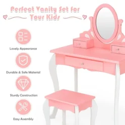Costway Kids Vanity Princess Makeup Dressing Table Stool Set W/ Mirror Drawer 16 Costway Kids Vanity Princess Makeup Dressing Table Stool Set W/ Mirror Drawer -DreamNest Store GUEST 9545e0cd cc4c 4b6d 9fa8 9620937370ef