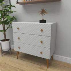 Modern 3 Drawer Wooden Chest White - Olivia & May -DreamNest Store GUEST 96017ddf 231d 496f 87be cfd4c3600dae