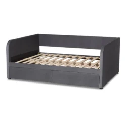 Full Basanti Velvet Fabric Upholstered 2 Drawer Daybed Gray/Dark Brown - Baxton Studio -DreamNest Store GUEST 9645835a 53c0 4c8c a09d a8a1e53deae4