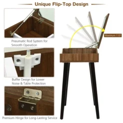 Costway Vanity Table Set With Flip Top Mirror Dressing Makeup Study Padded Stool -DreamNest Store GUEST 96553939 c8ef 4502 9478 672529fe2034