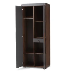 7 Shelf Wardrobe Rikke Two-Tone Wood Storage Cabinet Brown - Baxton Studio -DreamNest Store GUEST 965550c2 a50b 4e67 9494 0db909004e44