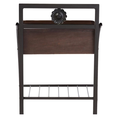 Jevenci Vintage Antique Dark Bronze Metal And Wood 1-Drawer Nightstand - Walnut - Baxton Studio 3 Jevenci Vintage Antique Dark Bronze Metal And Wood 1-Drawer Nightstand - Walnut - Baxton Studio - Image 3