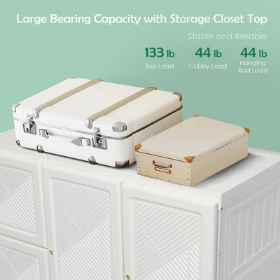 Costway Portable Closet Clothes Foldable Armoire Wardrobe Closet W/10 Cubes, Hanging Rods 7 Costway Portable Closet Clothes Foldable Armoire Wardrobe Closet W/10 Cubes, Hanging Rods - Image 7
