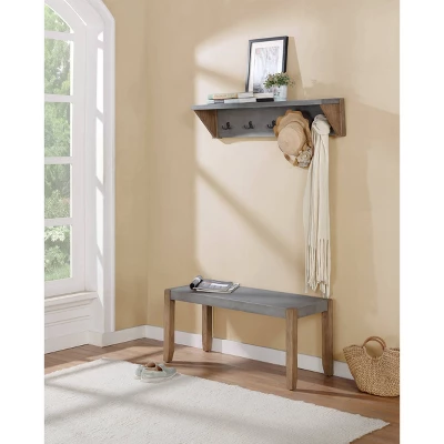 40" Davenport Faux Concrete And Wood Bench Light Amber - Alaterre Furniture 2 40" Davenport Faux Concrete And Wood Bench Light Amber - Alaterre Furniture - Image 2